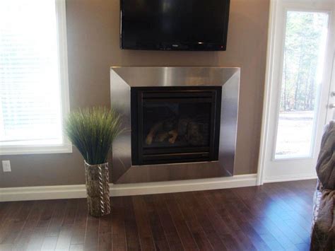 modern stainless steel fireplace surround